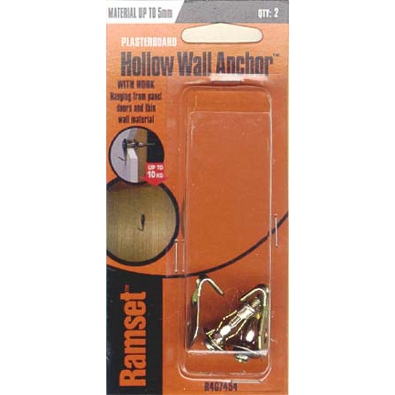 Ramset Hollow Wall Anchor with Hook Zinc 5mm 2pk Bunnings Warehouse