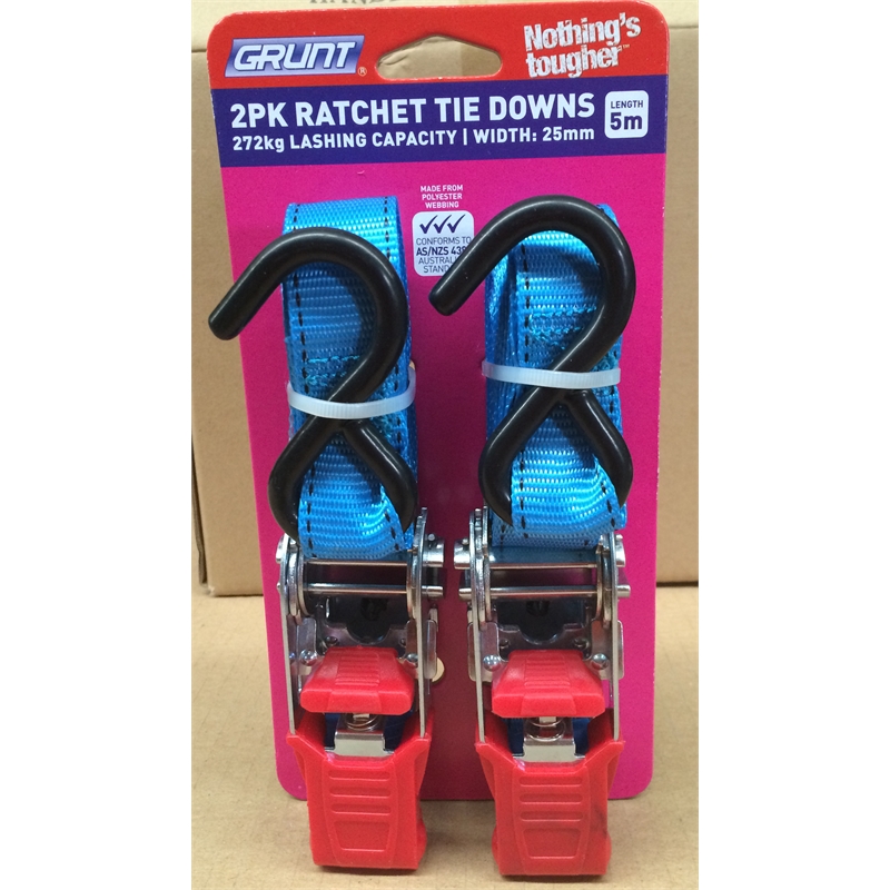 Grunt Ratchet Tie Down Straps 25mm x 5m 2pk Bunnings Warehouse