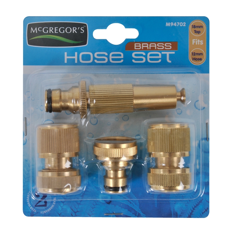 McGregor's Brass Basic Hose Set 4pc SKU 00947397 Bunnings Warehouse