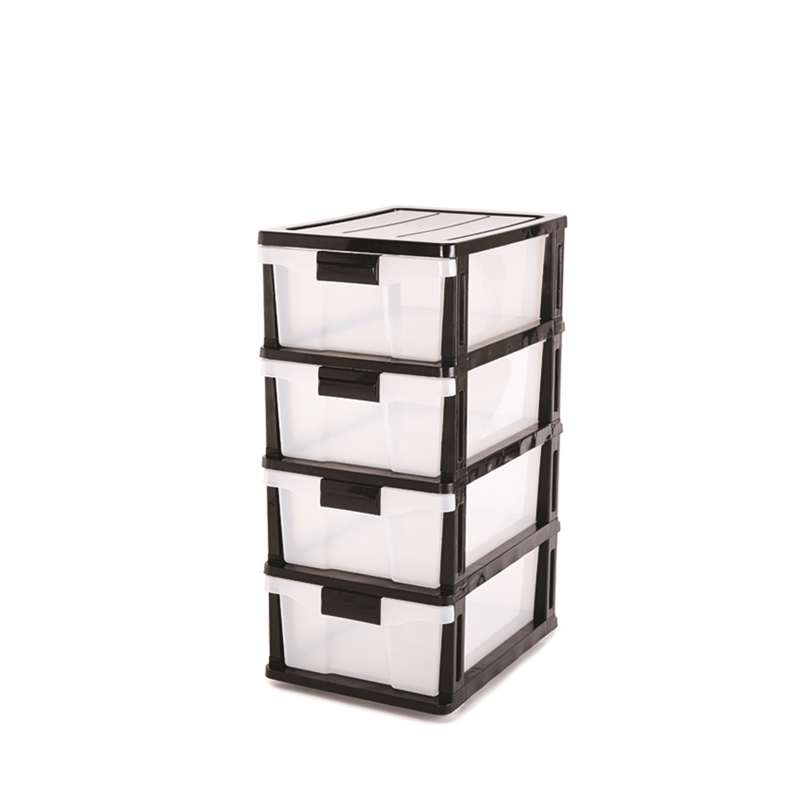 Ezy Storage 4 Drawer Black with Wheels SKU 00222149 Bunnings
