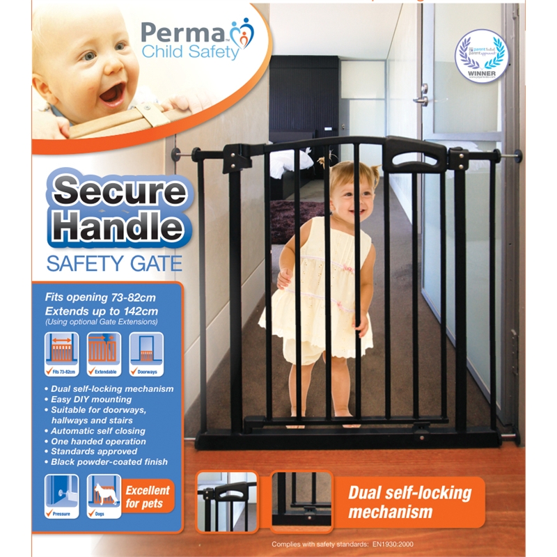 Perma Child Safety Secure Handle Gate 7382cm Black Bunnings Warehouse