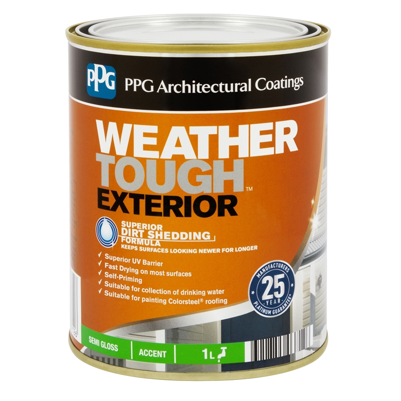 PPG 1L Weathertough Accent Semi Gloss Exterior Paint ...