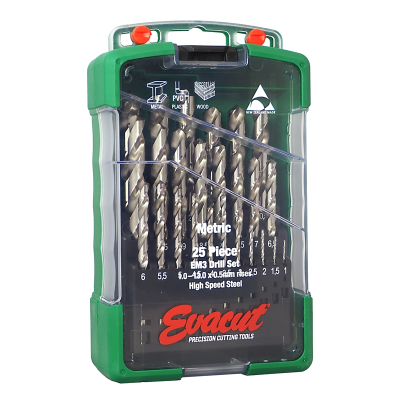 Evacut Drill Set Metric EM3 1.0-13mm 25pc | Bunnings Warehouse