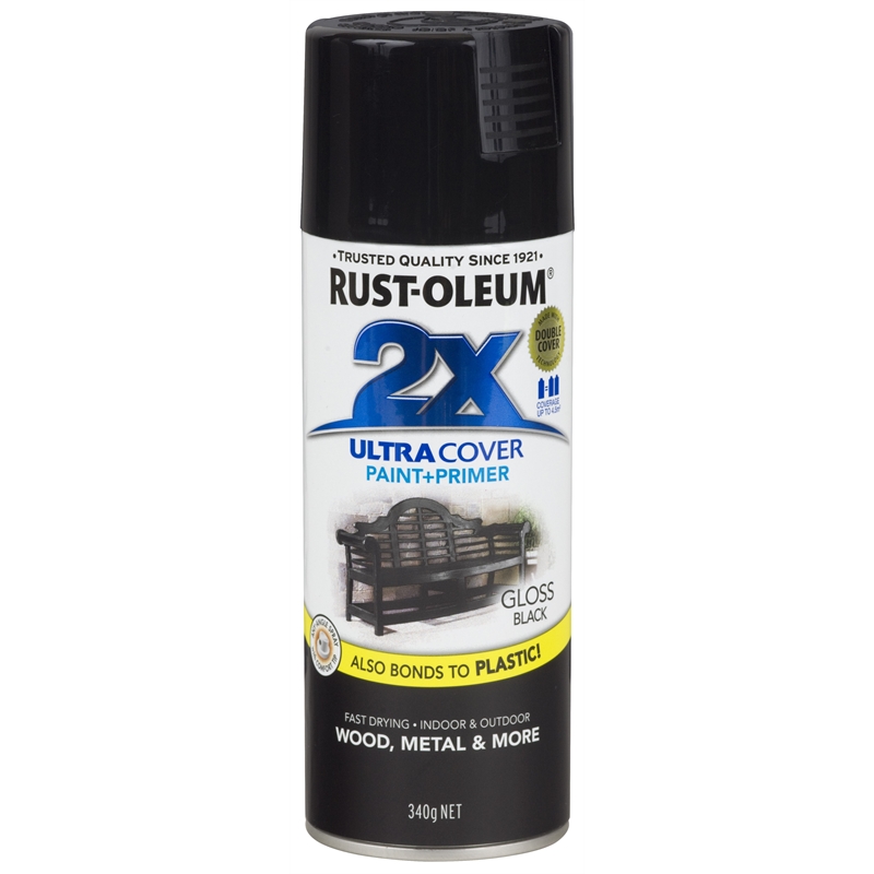 RustOleum 2X Ultra Cover 340g Gloss Black Bunnings Warehouse