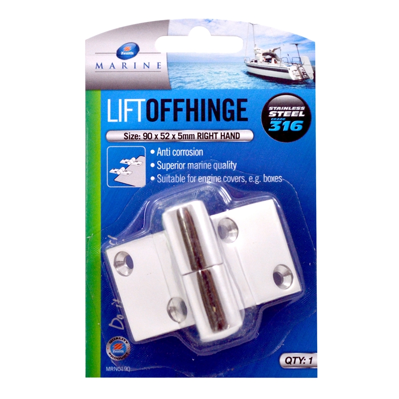 Zenith LiftOff Hinge RH 316 Stainless Steel 90 x 52 x 5mm