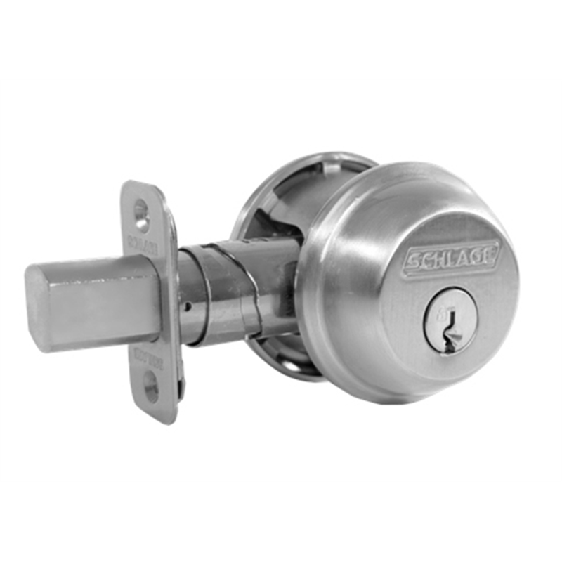 Schlage B-Series Deadbolt Double Cylinder Satin Chrome Plated