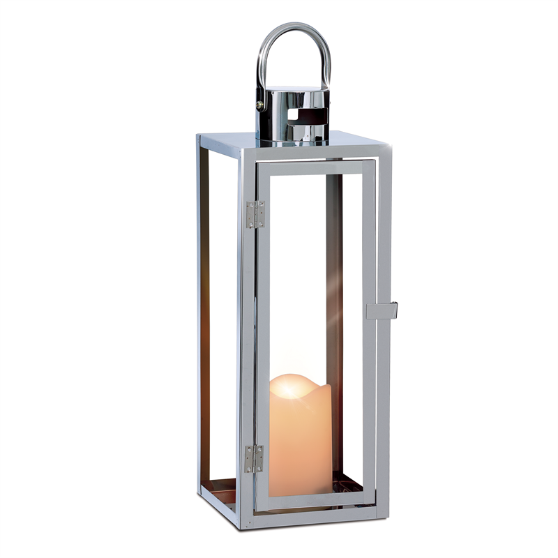 Arlec Lantern with LED Candle 39cm Stainless Steel Bunnings Warehouse