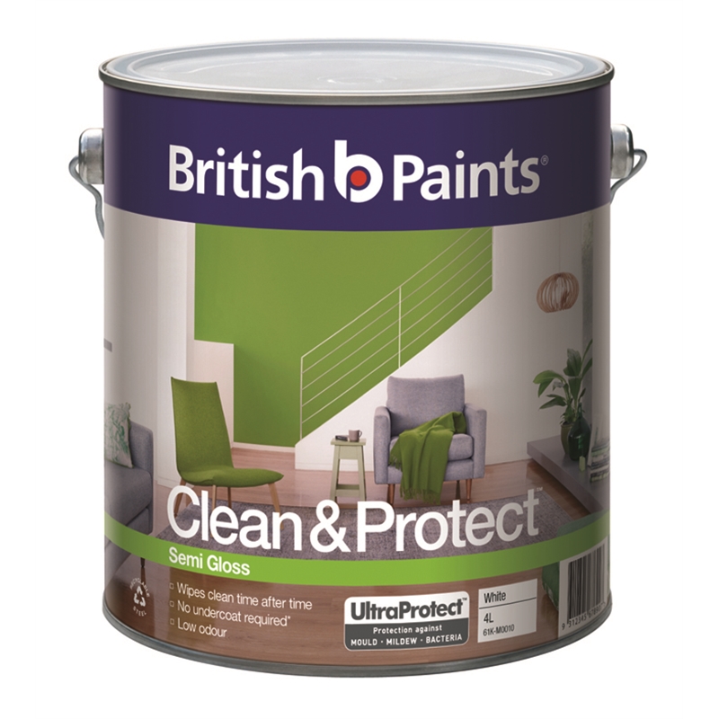 British Paints 4L Mid Base Semi Gloss Clean & Protect | Bunnings Warehouse