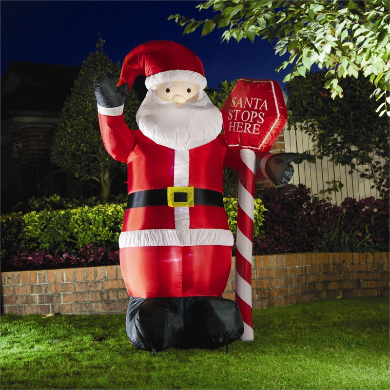 Lytworx Inflatable Santa with Stop Here Sign | Bunnings Warehouse