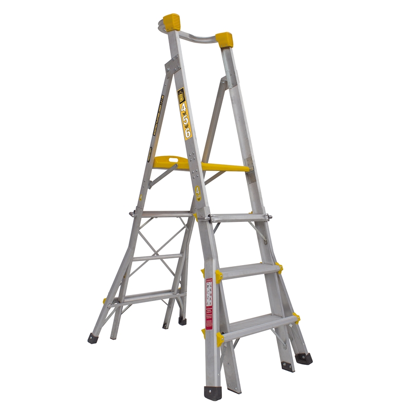 Rhino 1.2 - 1.8m 150kg Aluminium Adjustable Platform Ladder