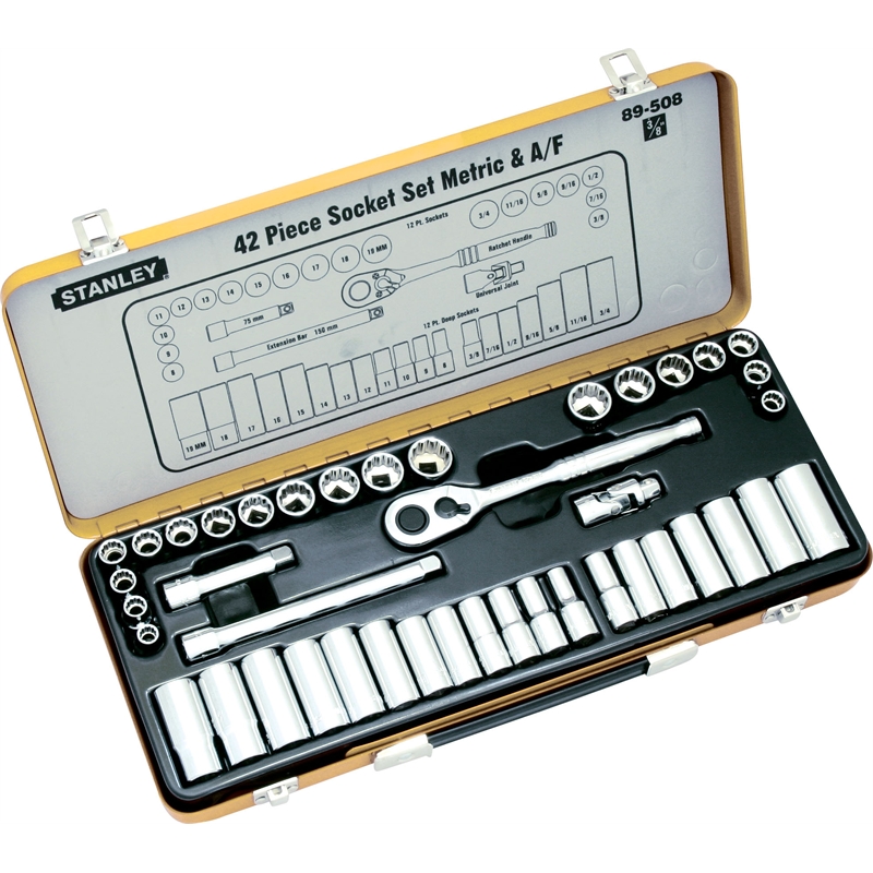 Stanley Socket Set 42pc Metric & AF Bunnings Warehouse