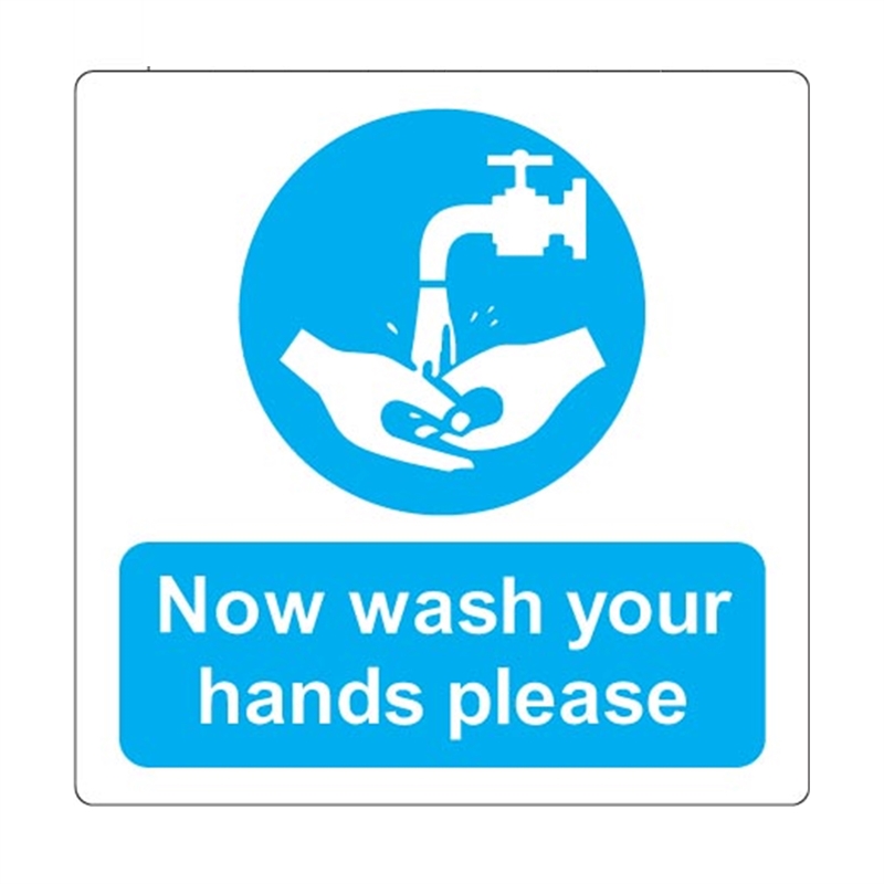 Sandleford 75mm Now Wash Your Hands Please Self Adhesive Sign