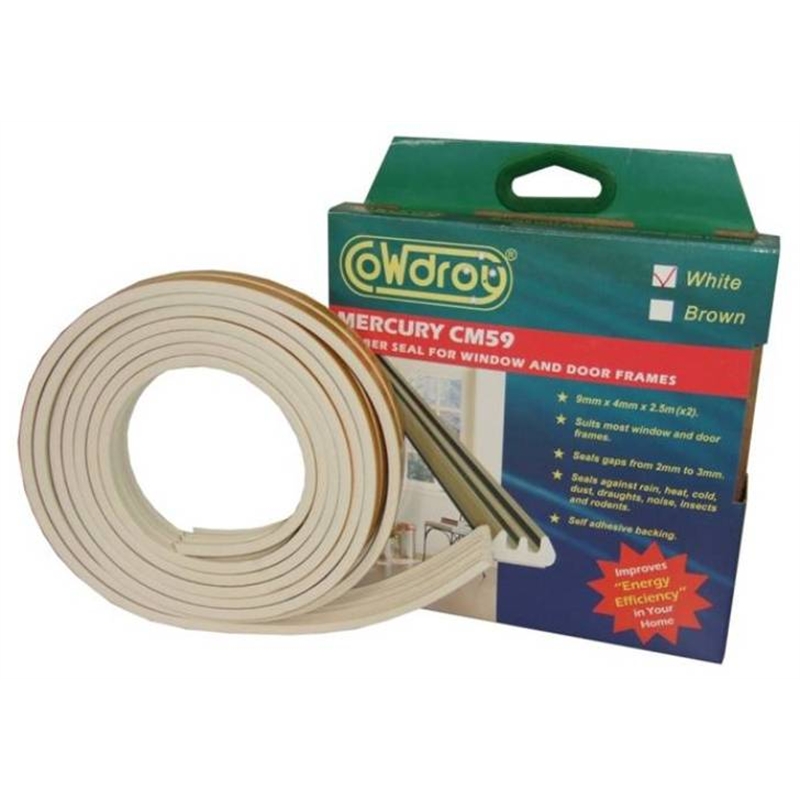 Cowdroy Rubber Window & Door Seal White 5m SKU 00167541 Bunnings