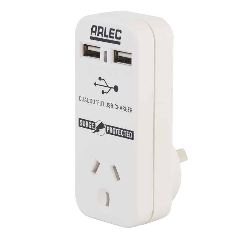 Arlec 1A Wall Charger 2USB Port White