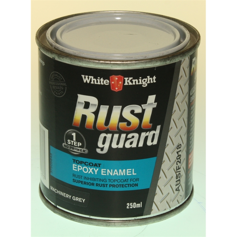 White Knight Rustguard Epoxy Enamel 250ml Machinery Grey Bunnings