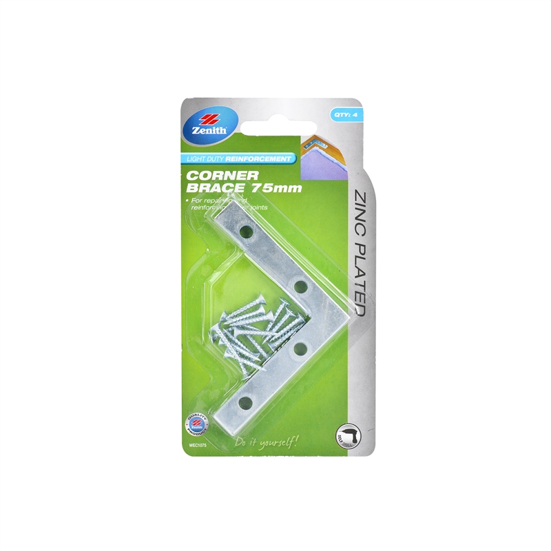 Zenith Corner Brace Bracket 75mm ZP 4pc Bunnings Warehouse