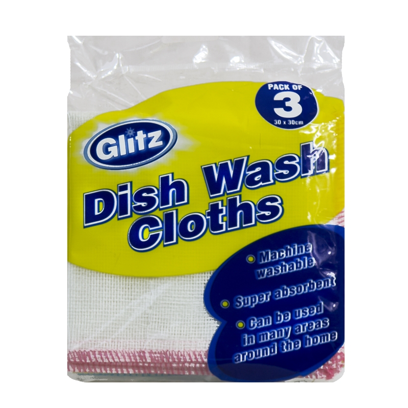 Glitz Dish Wash Cloth 3pk SKU 04470218 Bunnings Warehouse