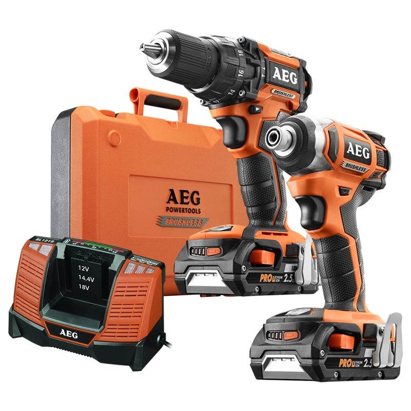 AEG 18V Compact Brushless Kit 2pc (2 x2.5Ah) Bunnings Warehouse