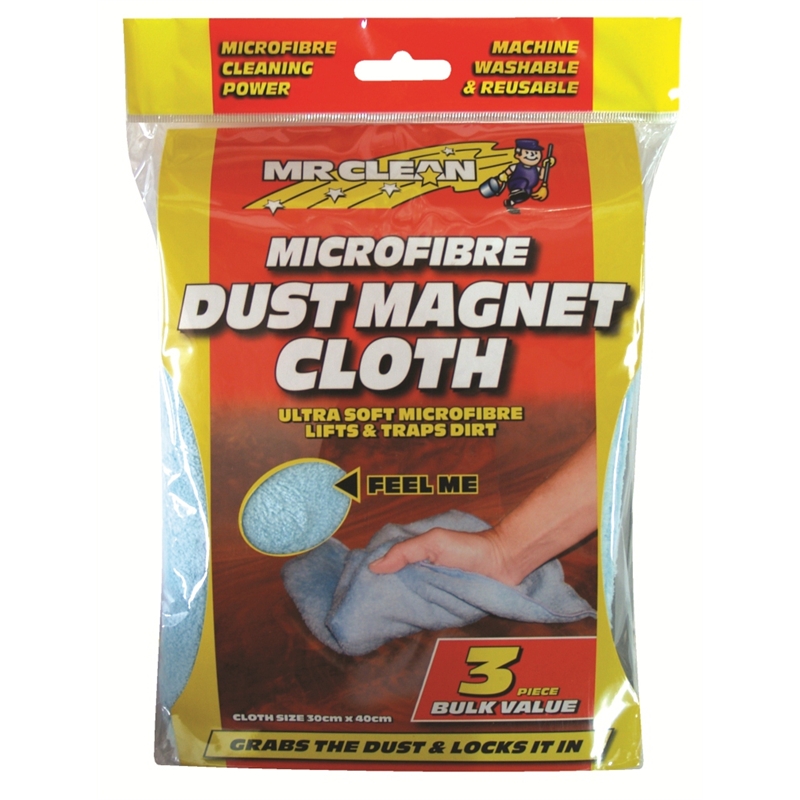 Mr Clean Microfibre Dust Cloth Blue 3pk Bunnings Warehouse