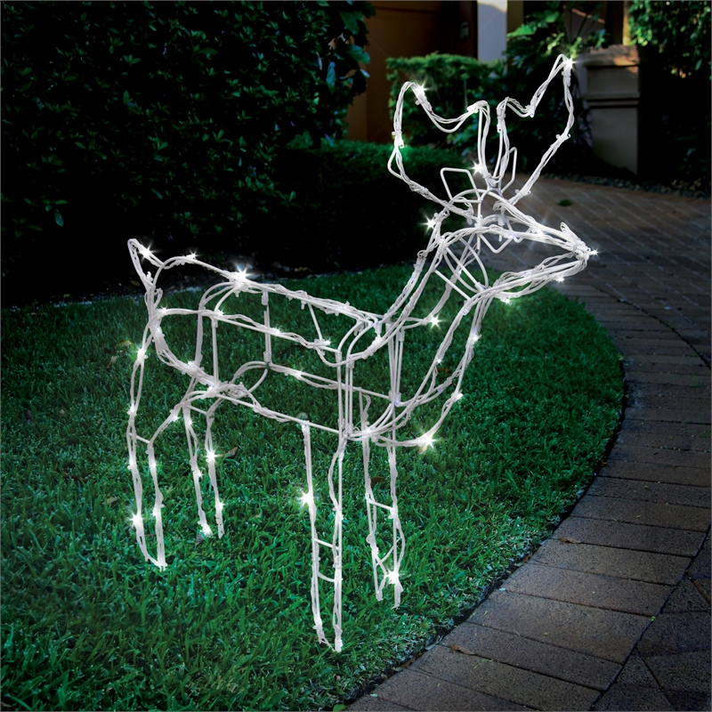 lytworx 100 led solar standing reindeer silhouette white lytworx 100 led solar standing reindeer silhouette white