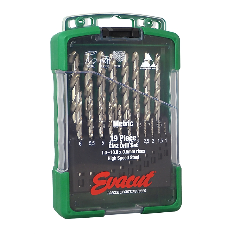Evacut Drill Set Metric EM2 1.010.0mm 19pc Bunnings Warehouse