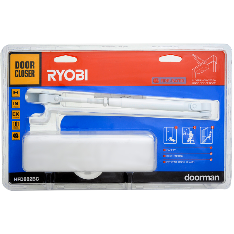 Ryobi Door Closer Light Duty White Bunnings Warehouse