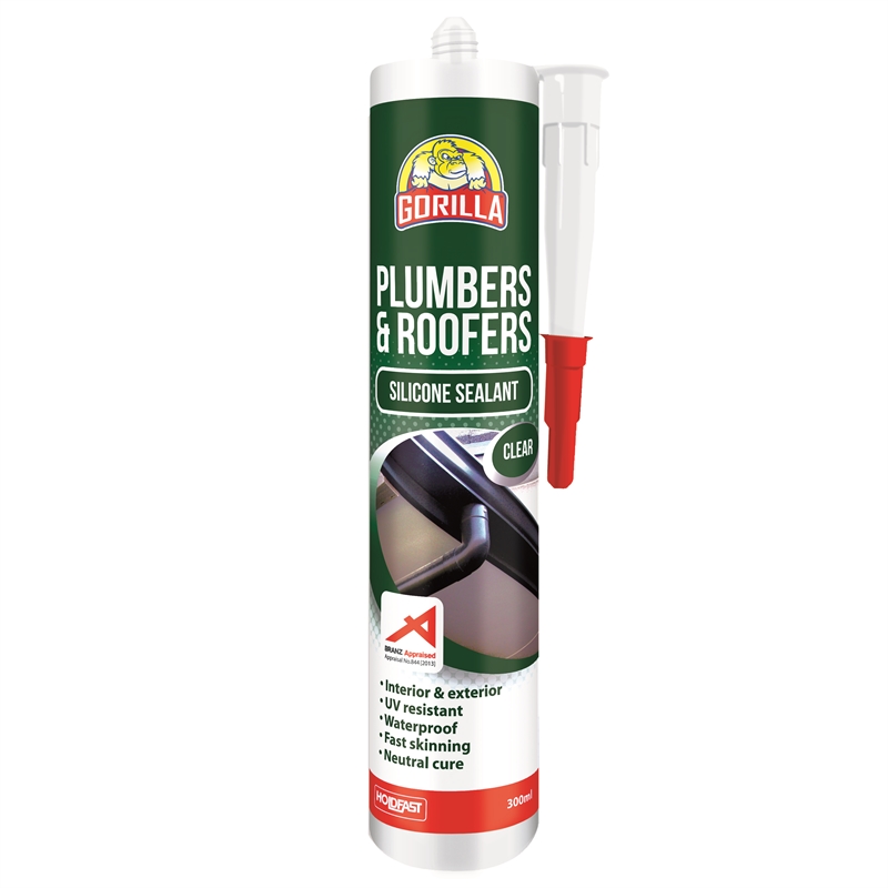 Gorilla Plumbers & Roofers Silicone Sealant 300ml Clear
