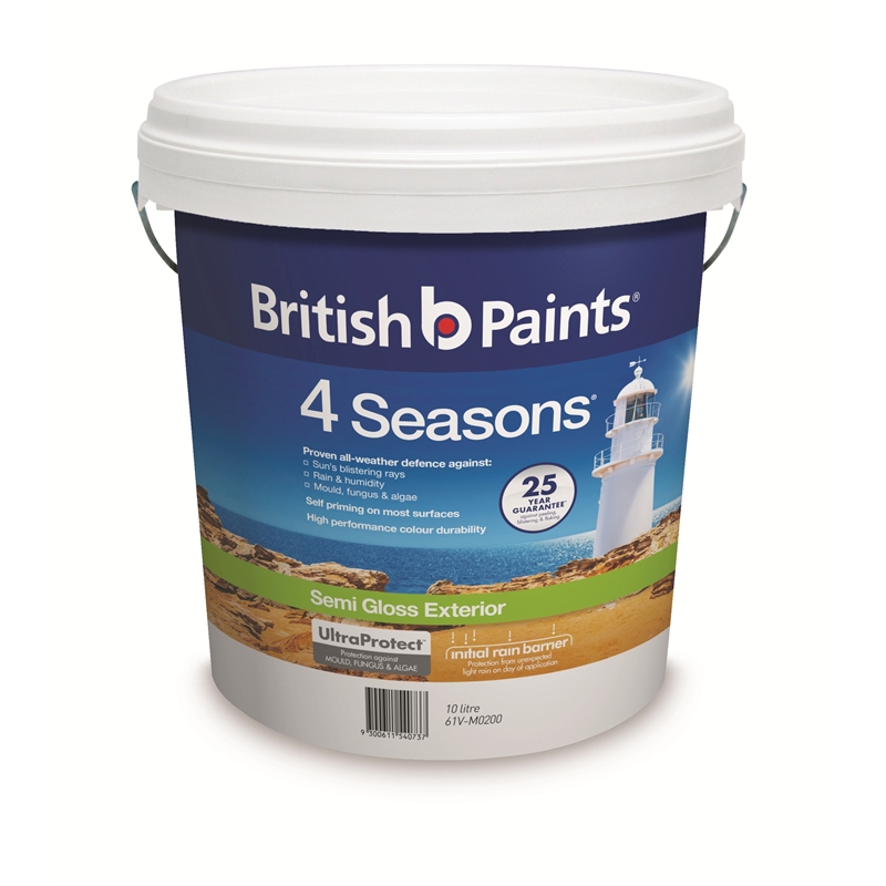 British Paints 4 Seasons 10L Mid Semi Gloss Exterior Paint British Paints 4 Seasons 10L Mid Semi Gloss Exterior Paint