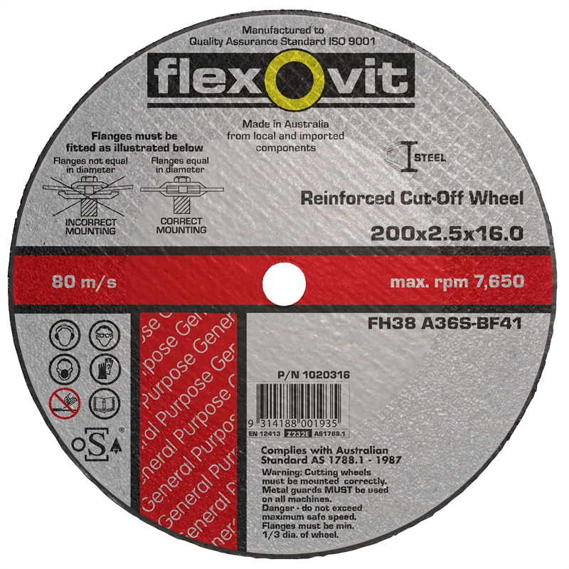 Flexovit 203x16 Metal Cut Off Wheel Fh38 1020316 Bunnings Warehouse