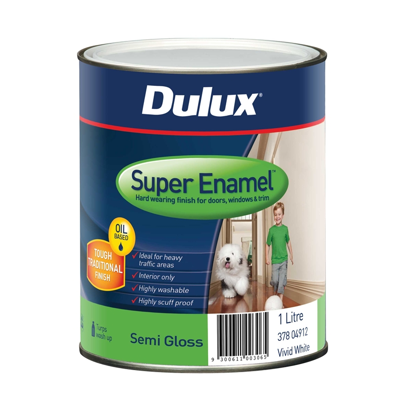  Dulux Super Enamel Semi Gloss 1L Vivid White Bunnings 