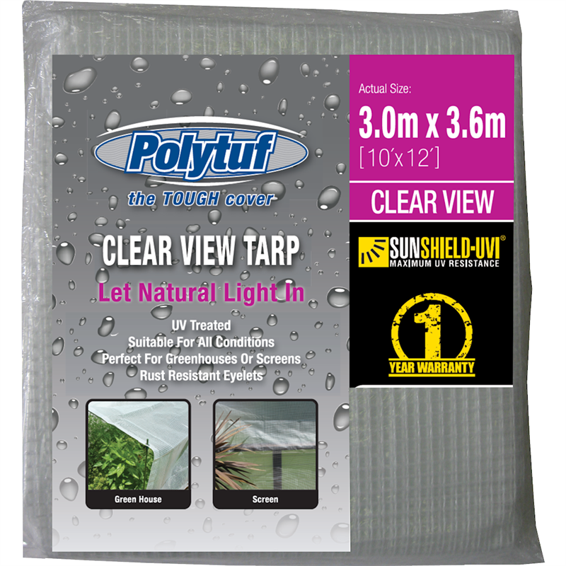 Polytuf Tarp Clear View 180gsm 3.0x3.6m Bunnings Warehouse
