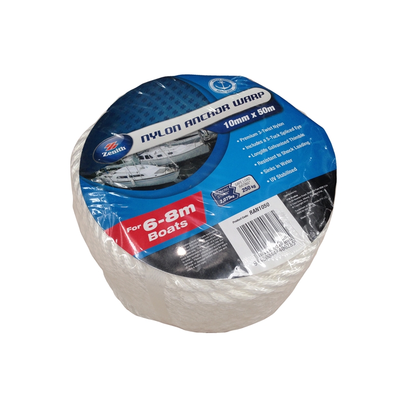 Zenith Boat Anchor Warp Nylon 10mmX50m Bunnings Warehouse