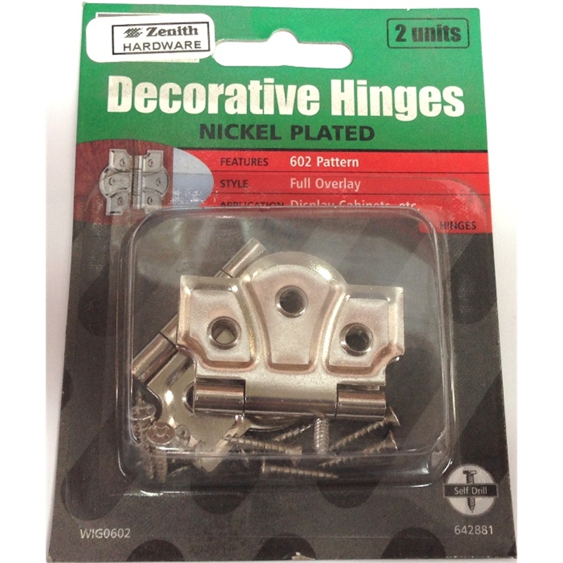 Zenith Decorative Hinges 602 Pattern Nickle Plated 2pk Bunnings Warehouse