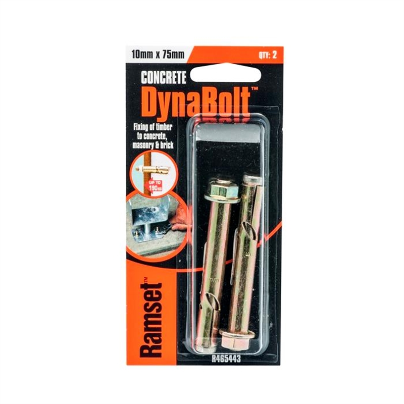 Ramset Dynabolt Hex M10 x 100mm Zinc Passivated 2pk Bunnings Warehouse