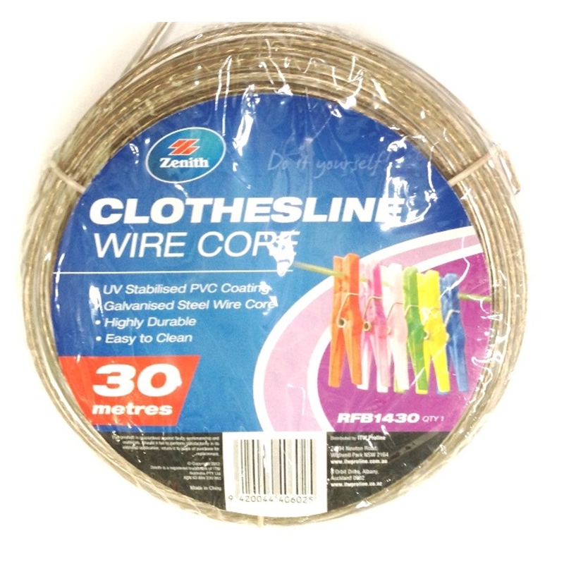 Zenith Clothesline PVC Wire Galvanised 3.5mm x 30m Clear Bunnings