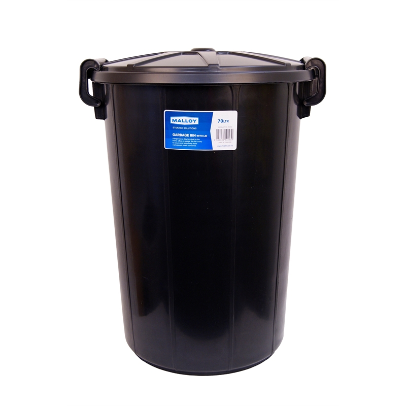 Malloy Rubbish Bin With Lid 70L Black Bunnings Warehouse