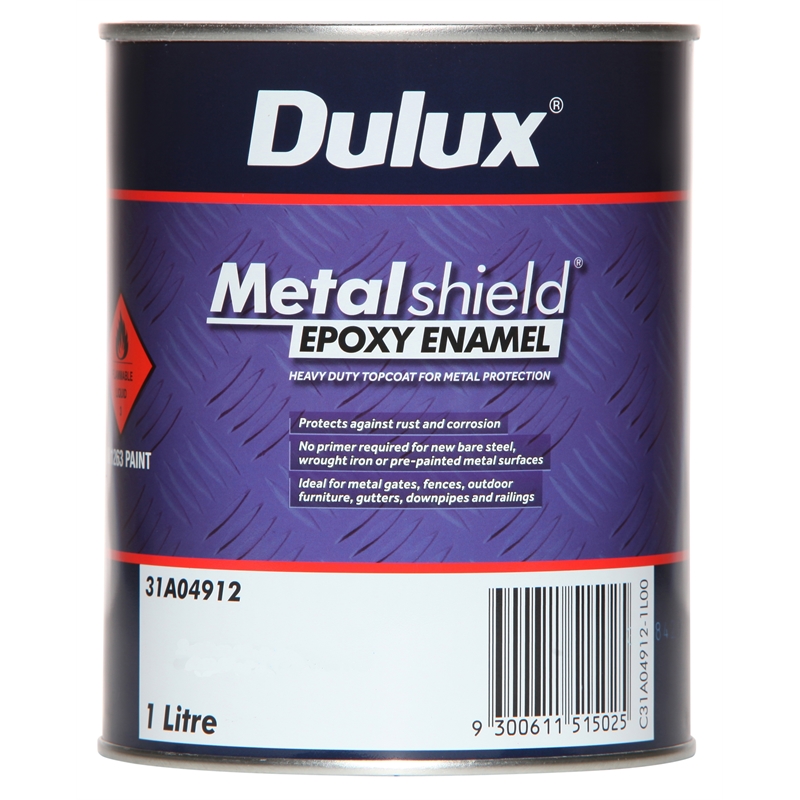 Dulux Metalshield Topcoat 1L Flat Black Epoxy Enamel Paint