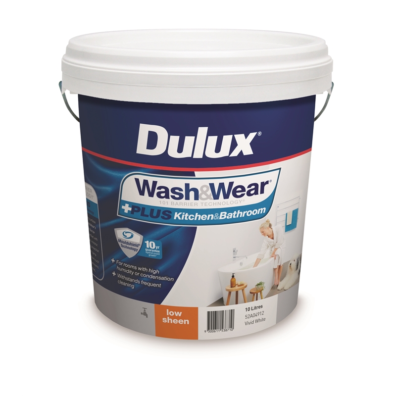 Dulux 10L Vivid White Low Sheen Wash&Wear +PLUS Kitchen ...
