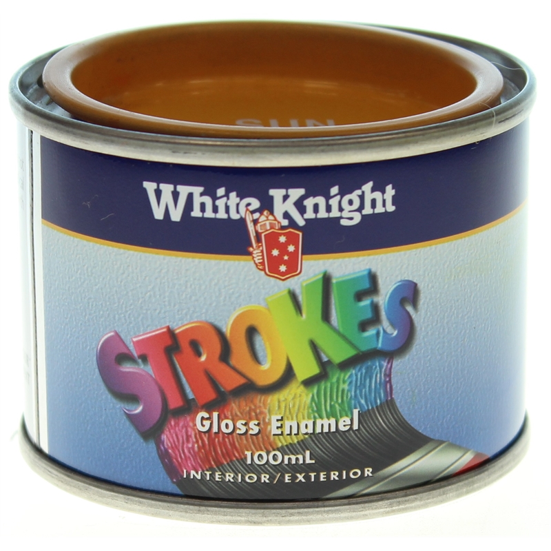 White Knight Strokes 100ml Sun Yellow Oil Based Gloss Enamel