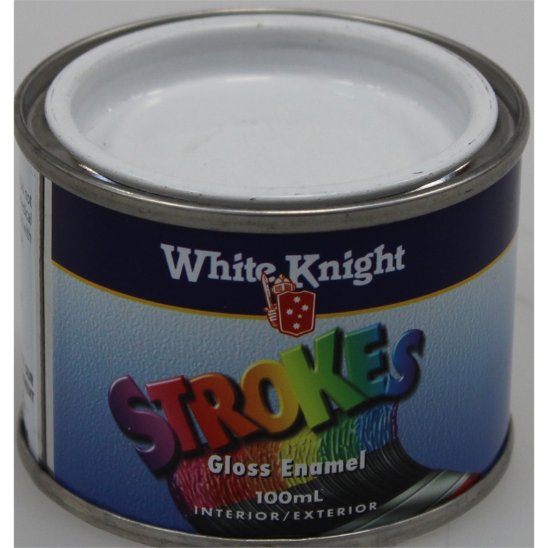 White Knight Strokes 100ml White Oil Based Gloss Enamel Bunnings
