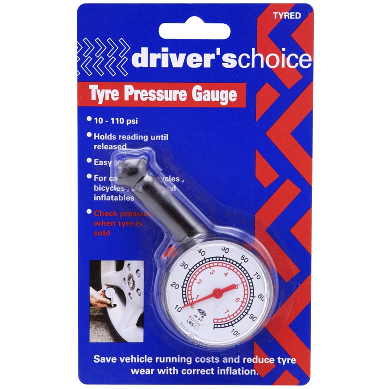 Drivers Choice Dial Type 10110PSI Tyre Gauge Bunnings Warehouse