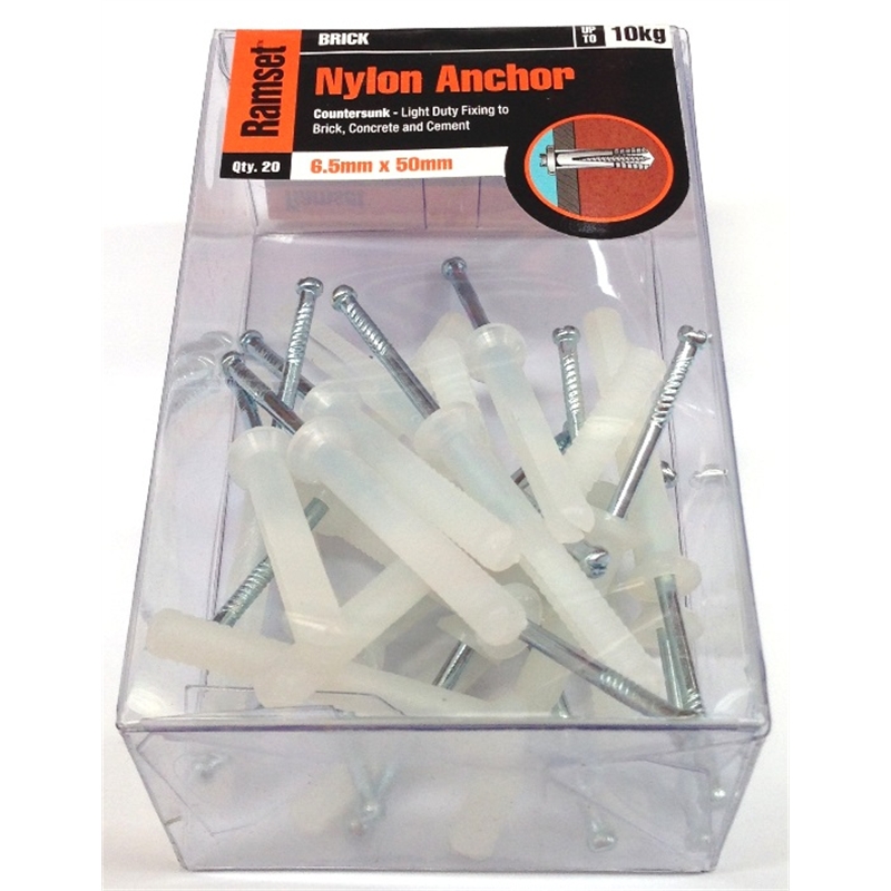 Ramset Brick Nylon Anchor CSK 6.5 x 50mm 20pk Bunnings Warehouse