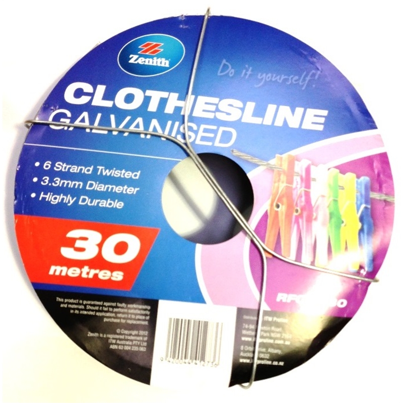 Zenith Clothesline Wire Galvanised 6 Strand 3.3mm x 30m Bunnings