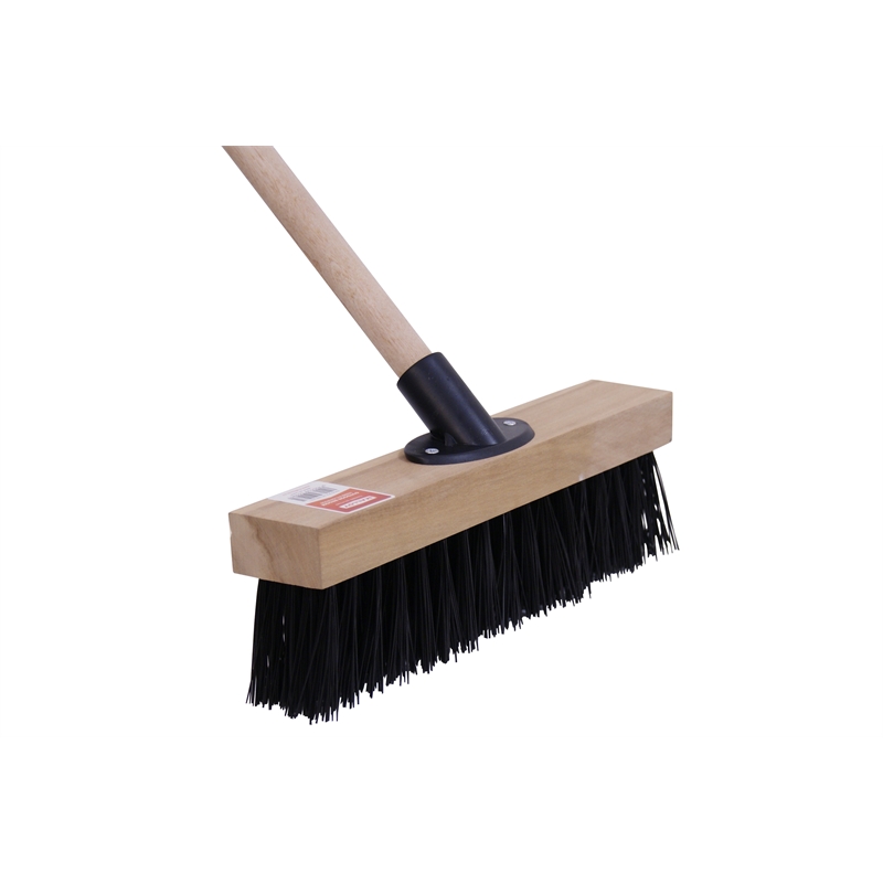 Malloy Outdoor Broom Nylon Bristle Wooden Handle 350mm SKU 00302791