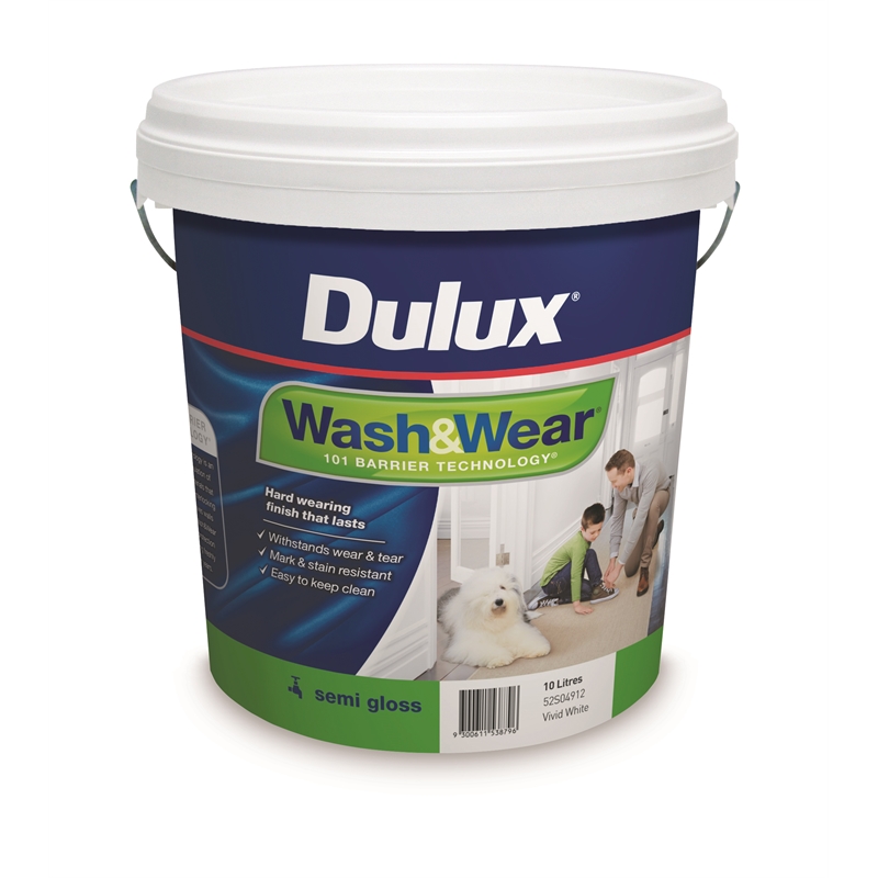 Dulux 10L Vivid White Semi Gloss Wash&Wear Interior Paint