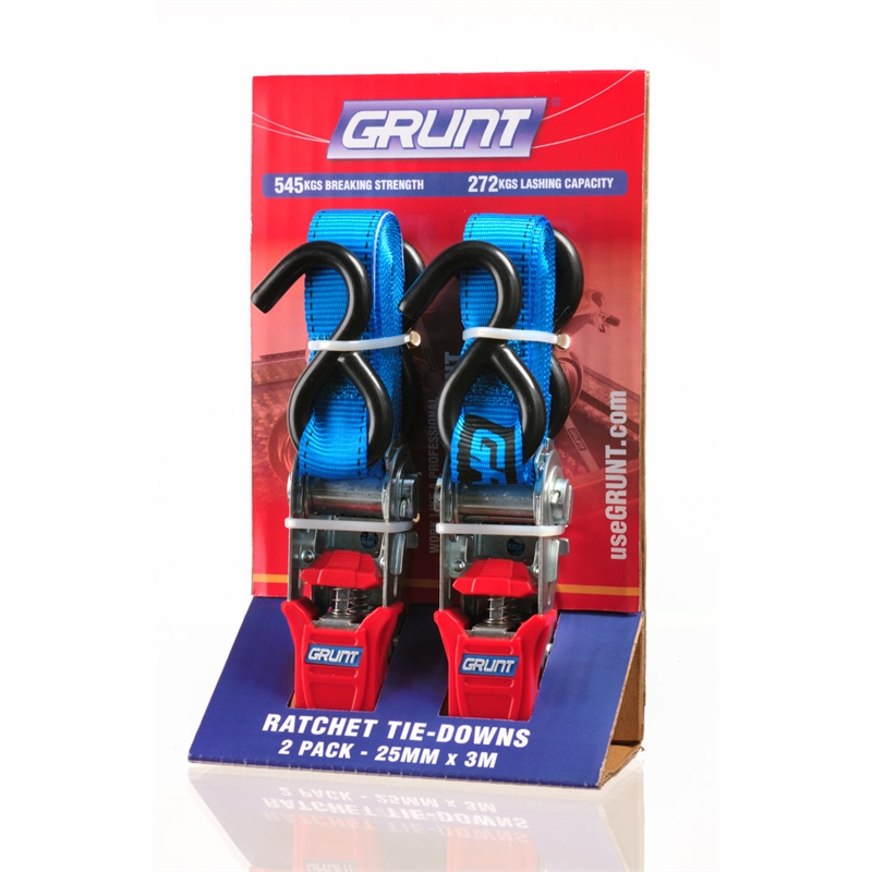 Grunt Ratchet Tie Down Straps 25mm x 3m 2pk Bunnings Warehouse