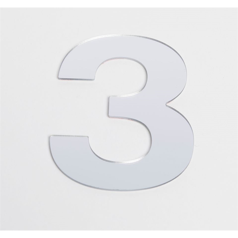 sandleford self adhesive mirror cut out number 3 50mm mirrored