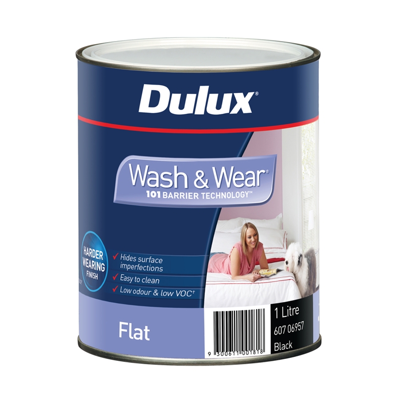 Dulux Wash & Wear 101 Flat Interior Paint 1L Black