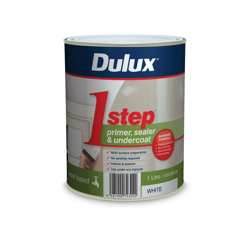 Dulux 1 Step 1L White Primer Sealer Undercoat Acrylic Based