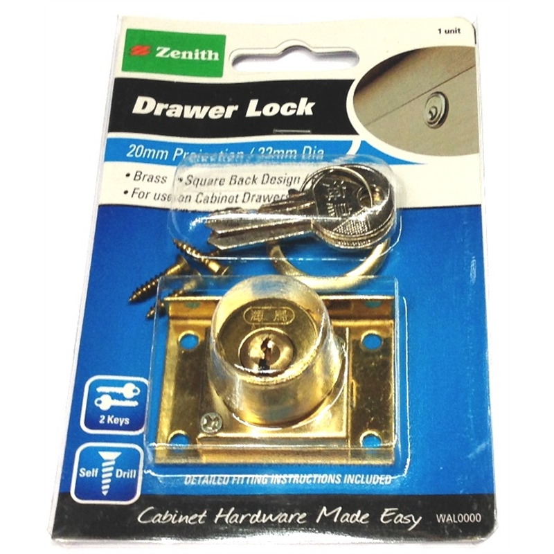 Zenith Drawer Lock 20mm Brass Bunnings Warehouse
